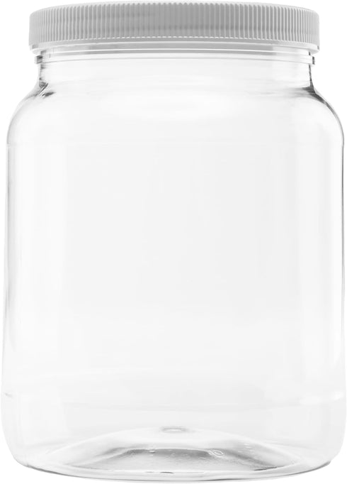 Plastic Storage Jars with Leak Proof Lids - BPA Free, 64oz, 1PK White