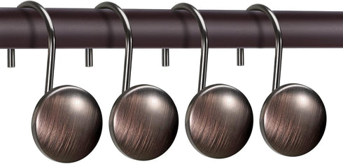 CHICTIE Bronze Shower Curtain Hooks Rings - Oil Rubbed Metal Rust Resistant Decorative Shower Curtain Hooks, Set of 12