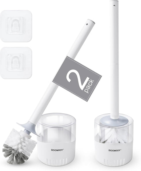 BOOMJOY Toilet Bowl Brush and Holder, 2 Pack Toilet Brush and Holder