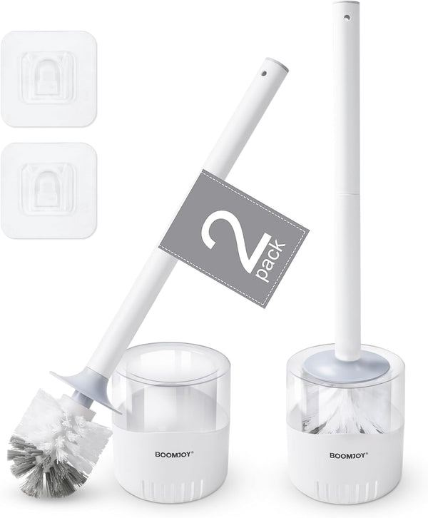 BOOMJOY Toilet Bowl Brush and Holder, 2 Pack Toilet Brush and Holder