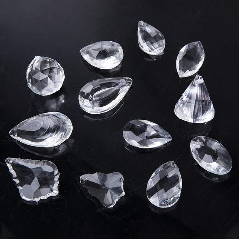 Decoration,Pack 12 H&D Clear Jewelry Crystals Pendants Chandelier Lamp Lighting Drops Prisms Hanging Glass Prisms Parts