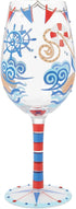 Enesco Lolita Designs Nautical Light House Hand-Painted Artisan Wine Glass, 15 Ounce, Multicolor