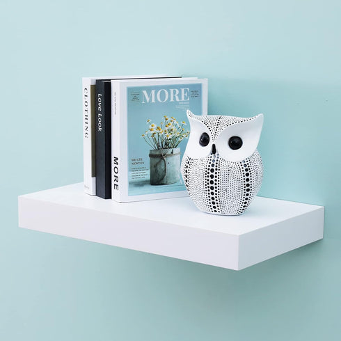 16 inch WELLAND White Mission Floating Shelves for Wall, Bathroom Wall Mount Shelves, Wood Modern Display Shelves, Book