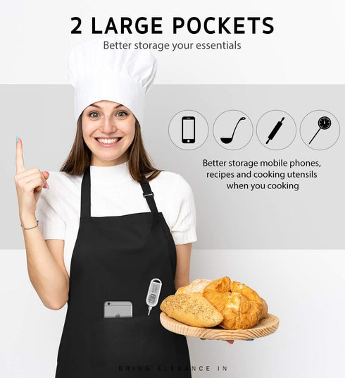 12 Pack 2 Syntus Bib Apron, Unisex Aprons Adjustable Thicker Version Waterdrop Resistant with Pockets Cooking Kitchen