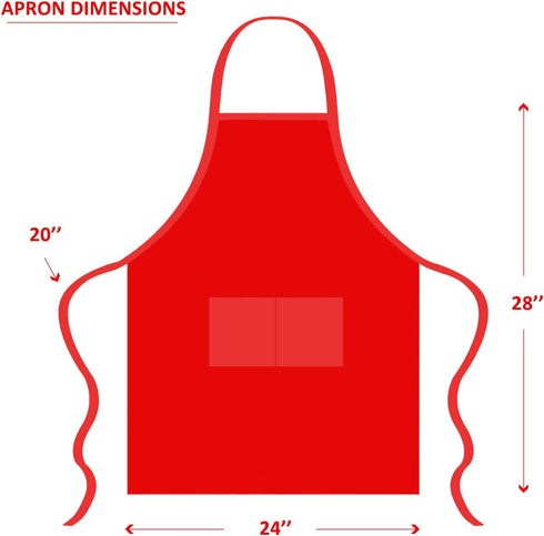 XEEYAYA 9 Pack (9 Pack, Bib Christmas Red Apron for Women Girls Ladies with Pockets - Kitchen Aprons Bulk for Cooking