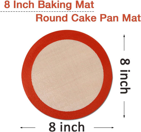 8 Inch Round Silicone Baking Mat, Set of 3 Reusable Silicone Baking Mats, Silicone Mat for 8 Inch Cake Pan, Silicone Mat for Baking Cake, Pizza, Pie, Bread, Macaron (Red, Blue, Grey) by Goalfly