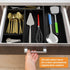 Black Bamboo Drawer Organizer - Silverware&Utensil Holder Organizer for Kitchen Drawers, Multi-Use Drawer Dividers Boxes for Bathroom Counter,Cabinet, Garage, Office Desk, Makeup, Jewelry (12"3"2.5") by Bambloom