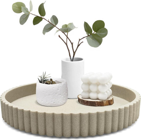 WEITESI HOME Large Resin Decorative Tray for Coffee Table, 11 Round Tray Decor for