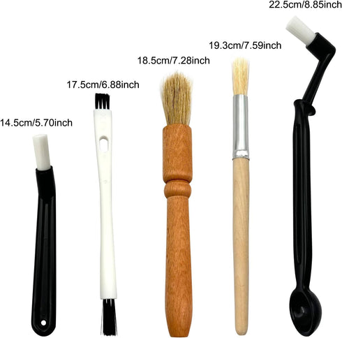Professional Coffee Brush Set with Wooden and Nylon Brushes for Espresso Machine Cleaning