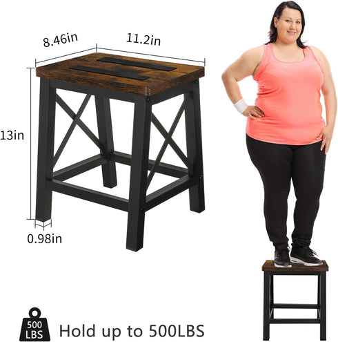 500 lbs YINMIT Step Stools for Adults and Kids, Wooden Small Step Stool with Non-Slip Feet, Rectangular Stepping Stool