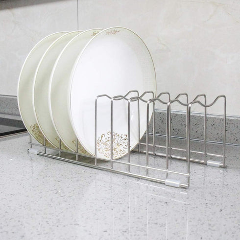 FLSEPAMB 10-Tier Pot Lid Organizer Rack Holder for Bakeware, Plates, Cutting Boards, Pots & Pans, 1 Pack