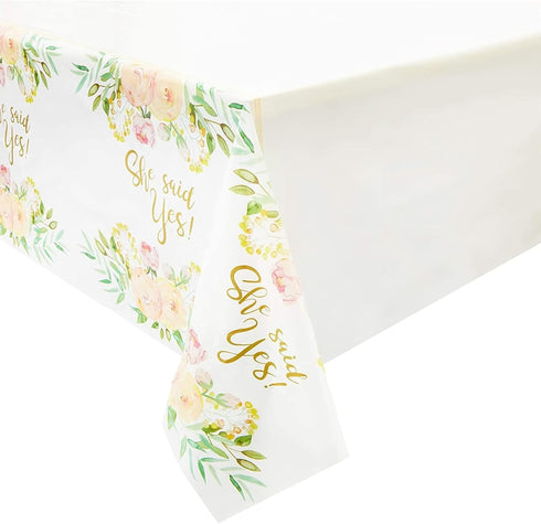She Said Yes Table Covers for Bridal Showers (54 x 108 in., 3 Pack) - Juvale Engagement Decorations