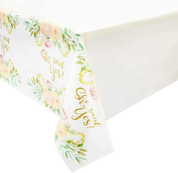 She Said Yes Table Covers for Bridal Showers (54 x 108 in., 3 Pack) - Juvale Engagement Decorations