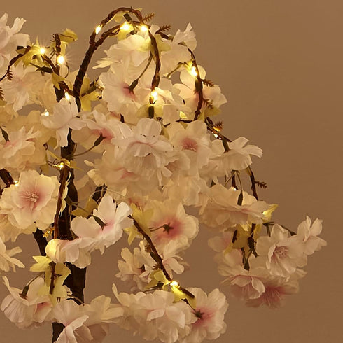 18IN 40 Hairui Lighted Cherry Blossom Tree Battery Operated Warm White LED Artifical Bonsai Tree with Timer USB Plug