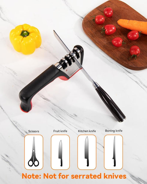 Brigii 4-in-1 Knife Sharpener, Kitchen Accessories for Ceramic Knives, Steel Knives, and Scissors