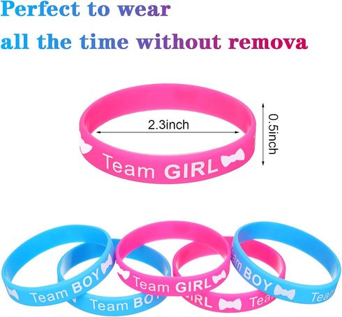 WILLBOND 72 Pcs Gender Reveal Decorations - 36 Team Boy or Girl Pins & 36 Bracelets for Baby Shower Games