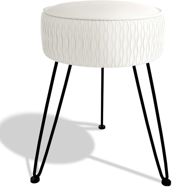 Velvet Vanity Stool Footrests, Round Ottoman Vanity Chairs with Anti-Slip Feet, Dressing