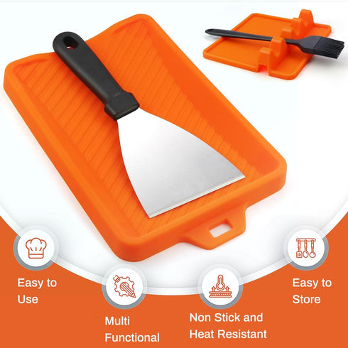 Silicone Griddle Mat Accessories for Blackstone, Spatula Mat with Drip Pad for Kitchen, Cooking & Countertop