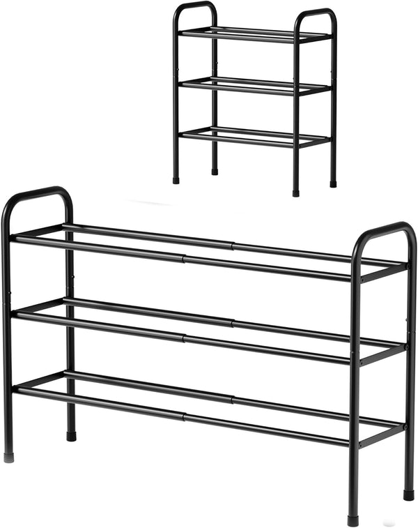Kitsure Extendable Shoe Rack - 2-Tier Adjustable Metal Shoe Organizer, Sturdy Rust-Resistant