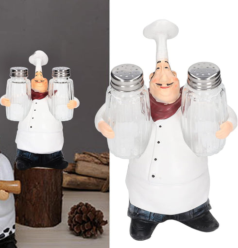 Small Resin Chef Statue Salt Shakers, Cute Figurines Spice Jars for Restaurant Kitchen Decoration