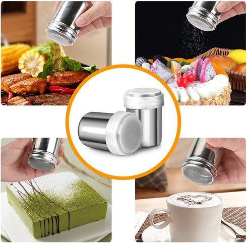 Accmor 6 1 Pack Powdered Sugar Shaker Duster, Cinnamon Shaker Flour Shaker Sifter, Fine Mesh Stainless Steel Dredge