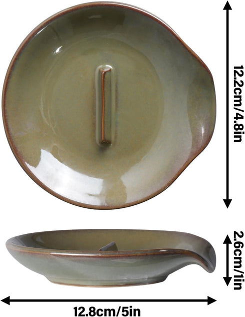 Egg Cracker & Spoon Holder, Ceramic Spoon Rest for Kitchen, Heat Resistant Utensil Holder for Countertop