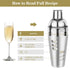 Cocktail Shaker Set with Recipe, 24 oz Stainless Steel Martini Shaker, Drink Mixer Bartender Kit