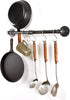 Pipe Pot Pan Rack Wall Mounted Kitchen Organizer with S Hooks, Industrial Cookware Hanger Bar Rail (24 inch, Black Gray)