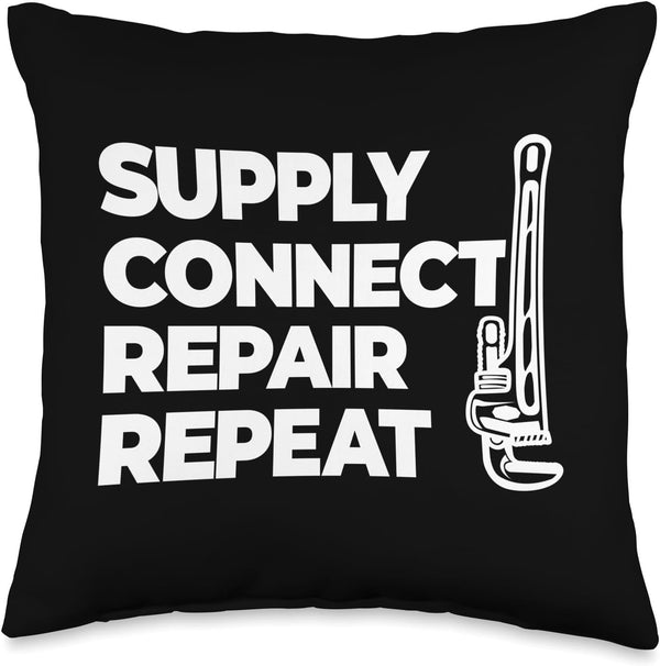 Supply Connect Repair Plumbing Throw Pillow, 16x16, Multicolor