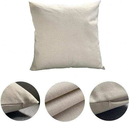 Set of 4 Linen Throw Pillow Covers 18x18 Inch, Vintage Halloween Scaredy Cats Pumpkins Skeletons