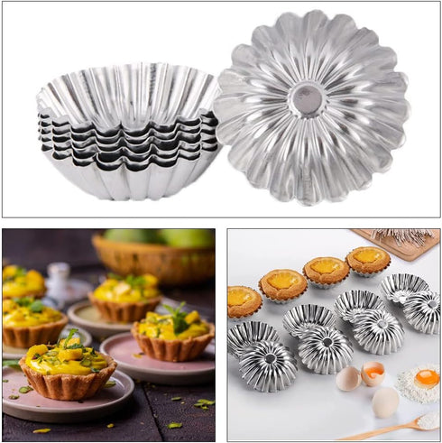 12 Pcs Aluminum Alloy Cake Pie Tins Mini Tart Pie Pan for Baking Cake, Cup, and Jelly Mold