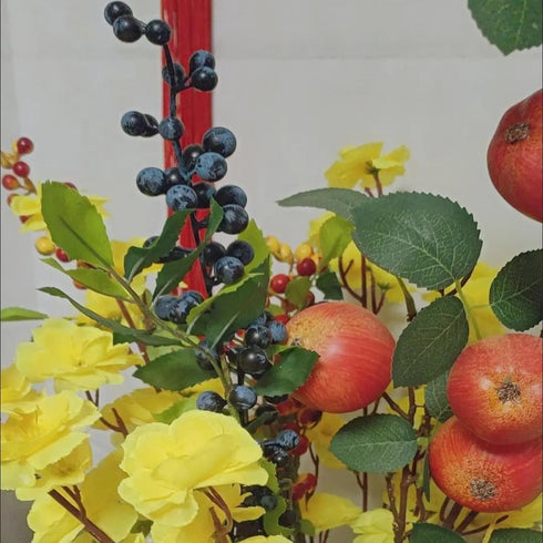 OrgMemory (6 17" Artificial Berry, pcs, Each) Fake Burgundy Berry, Artificial Berries Stems for Xmas Tree Wreath