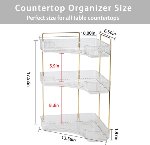 3-Tier Counter Countertop shuang qing Corner Bathroom Organizer Storage Shelf for Makeup, Perfume & Skincare