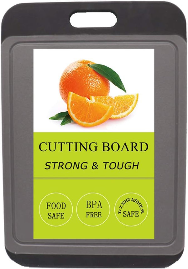 Medium Kitchen Cutting Board Mats, BPA Free, Dishwasher Safe, Juice Grooves, Thicker Boards, Easy Grip Handle