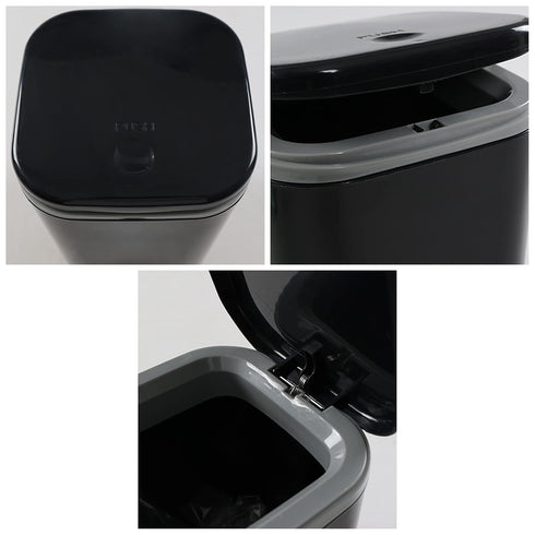 0.5 Gallon Tiny Countertop Trash Can, Mini Desktop Garbage Can with Push-Button, Black