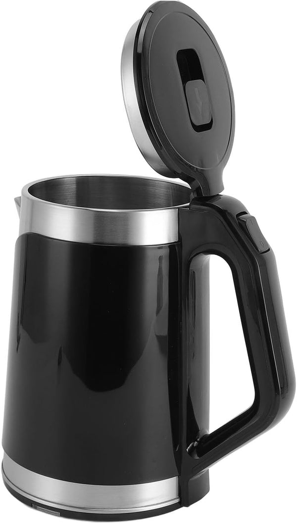 Double Wall Stainless Steel Electric Kettle, 900W Automatic Power Off, 2L Capacity for Home & Office, Black
