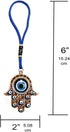Hamsa Hand Amulet Pendant w/Crystal Rhinestones, Blue, White & Black Evil Eye Car Hanging Ornament
