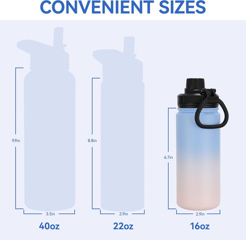 DOMICARE 16 oz Kids Water Bottle for School, Stainless Steel Double Wall Vacuum Insulated, Leakproof BPA Free
