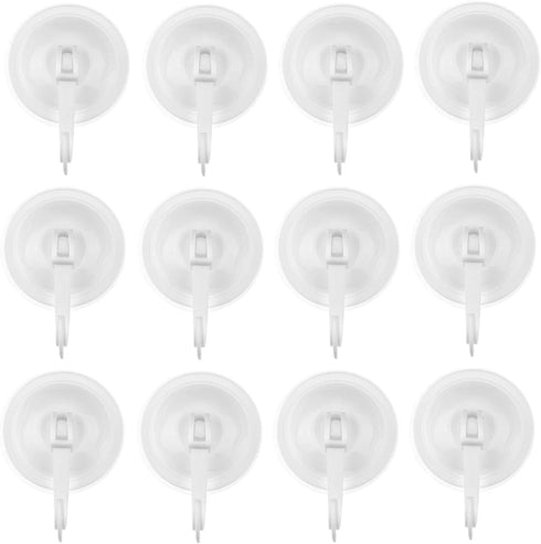Suction Cup Hooks, Pack of 12, Extra Strong Vacuum Power for Kitchen or Bathroom Hangers