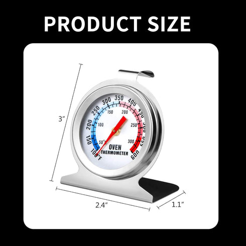 Large Dial Hanging Oven Thermometer - Accurate Temperature Gauge for Gas Electric Oven, Stainless Steel