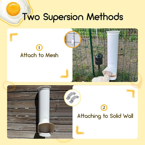 7lb 4-6 Automatic Chicken Feeder, Large PVC No Waste Chicken Feeder with Rain Cover, Weatherproof Solid Built Poultry