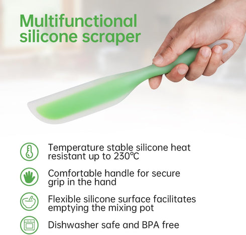 Flexible Kitchen Spatula Scraper Turner, Nonstick Silicone Knife Shaped Cooking Utensils with Nylon Core, Green (Set of