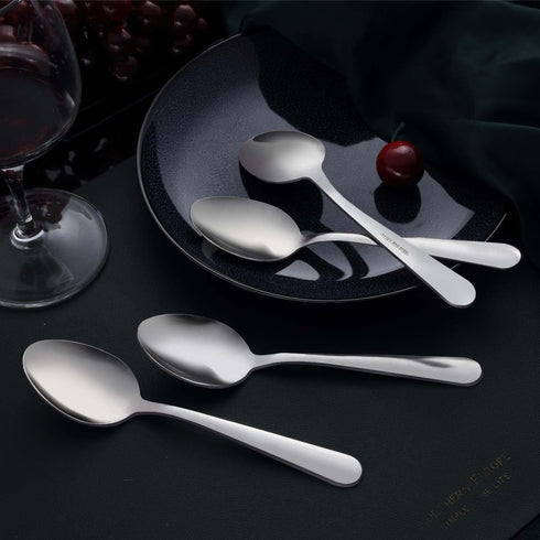 Unokit 36-Piece Silverware Set, 6.7 inch Stainless Steel Dinner Spoons, Dessert Spoon, Tablespoon, Mirror Polished,