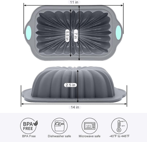 Silicone Bread Loaf Pan, Non-Stick Baking Mold with Metal Reinforced Frame for Homemade Bread, Long-Lasting Performance