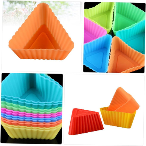 20pcs Triangle Muffin Cup Cupcake Liners, Silicone Cake Molds for Baking Mini Triangle Molds
