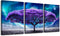 Canvas Wall Art for Living Room, Boho Decor for Bedroom, Aurora Purple Tree Scenery Painting, 12" X 16" 3 Piece
