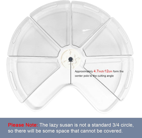 26" 4 Packs, 1/8 Leeden Lazy Susan Organizer for Diameter Corner Lazy Susan, Plastic Kitchen Cabinet Storage Bins