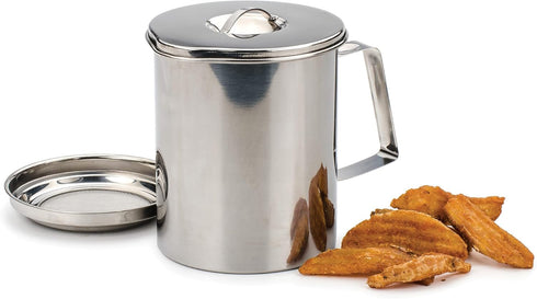 RSVP International Endurance Stainless Steel Fryer's Friend Pot Can, 6 Cup, Includes Mesh Strainer