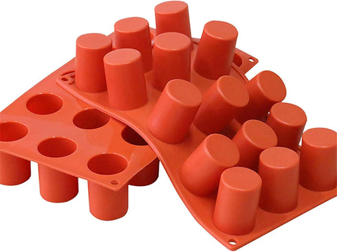 TOPYS 15 Cavities Cylindrical Fondant Silicone Mold, DIY Cylinder Pastry Cupcake Jelly Mousse Pan
