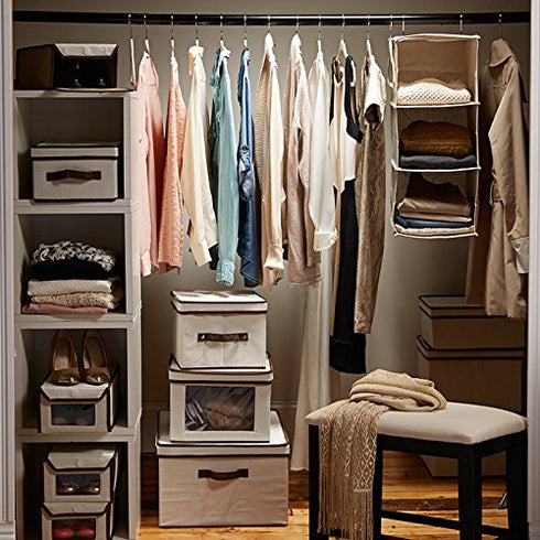 3 10"W 15" 24" Richards Homewares Shelf Sweater Organizer, X D X H-Canvas/Natural